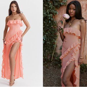HOUSE OF CB 'Sarina' Apricot Ruffle Maxi Dress NWOT